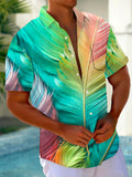 Art Hawaiian Casual Retro Short Sleeve Men's Shirts With Pocket