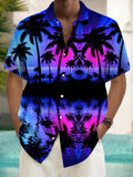 Hawaiian Coconut Tree Short Sleeve Men's Shirts With Pocket