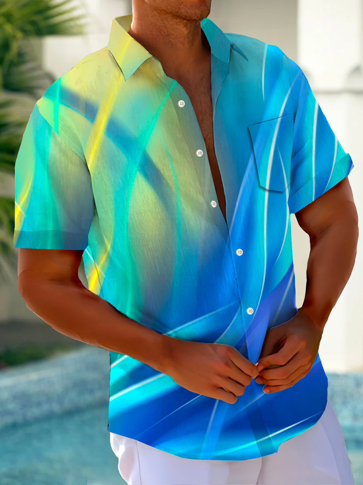 Art Hawaiian Casual Retro Short Sleeve Men's Shirts With Pocket