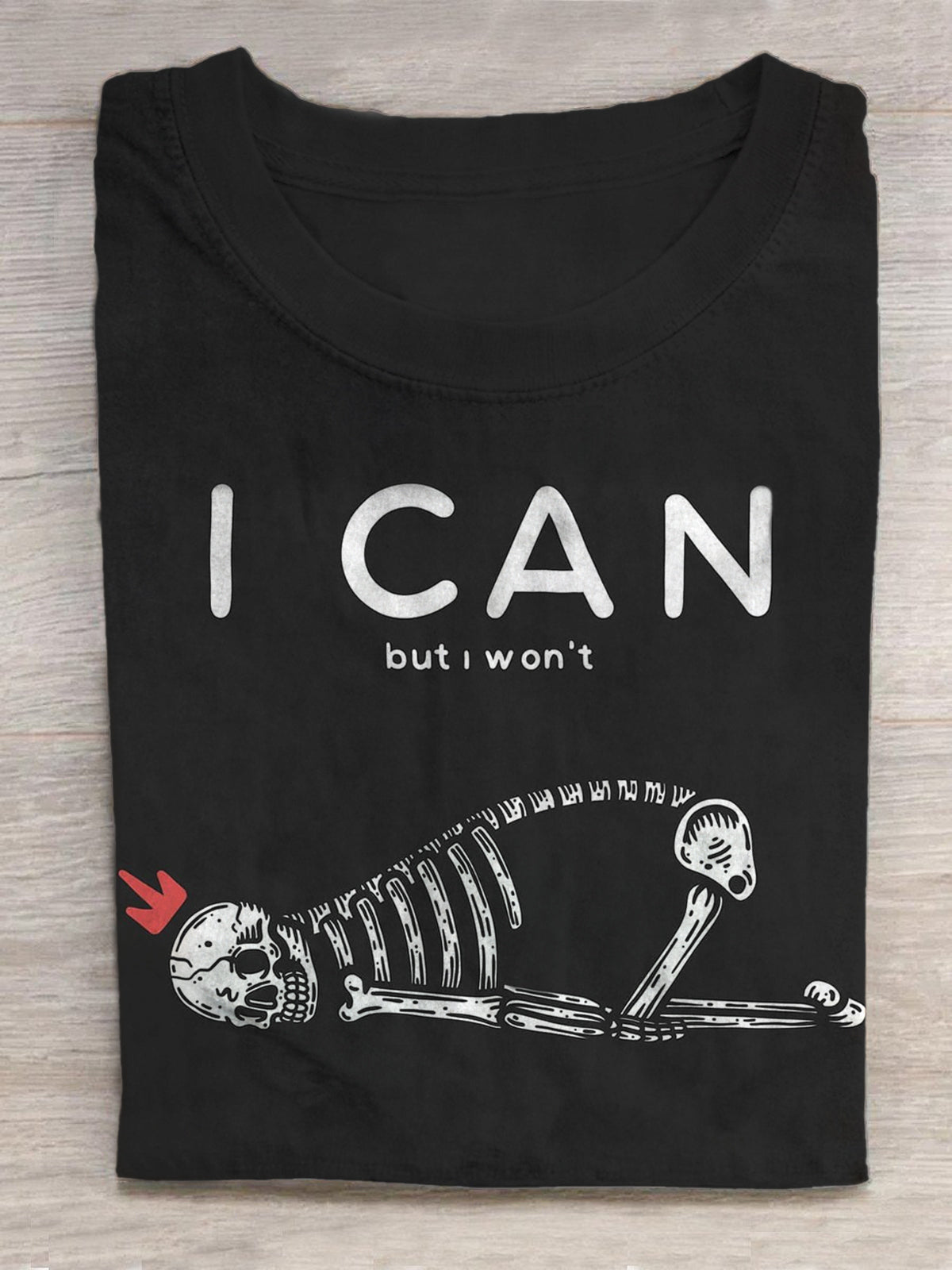 I Can But I Won't Skull Print Round Neck Short Sleeve Men's T-shirt