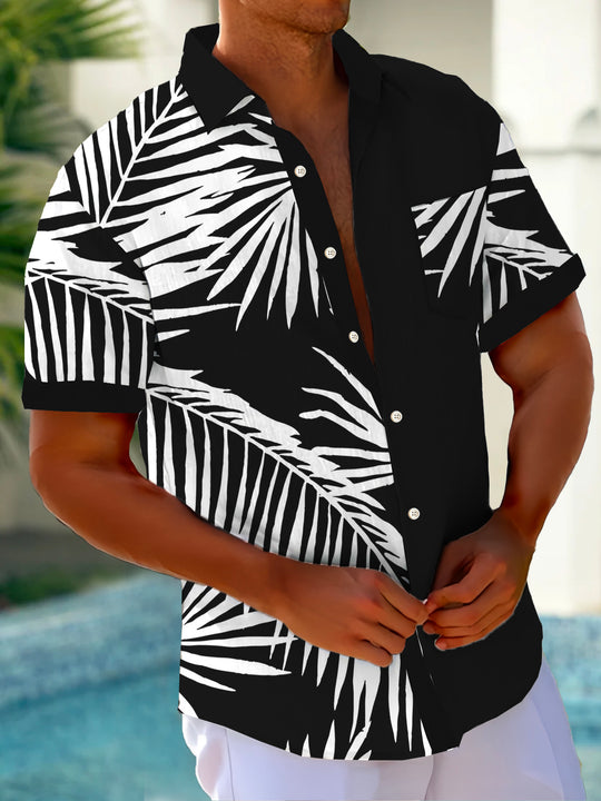 Men's casual retro Hawaiian short sleeve shirt front view for tropical beach vacation