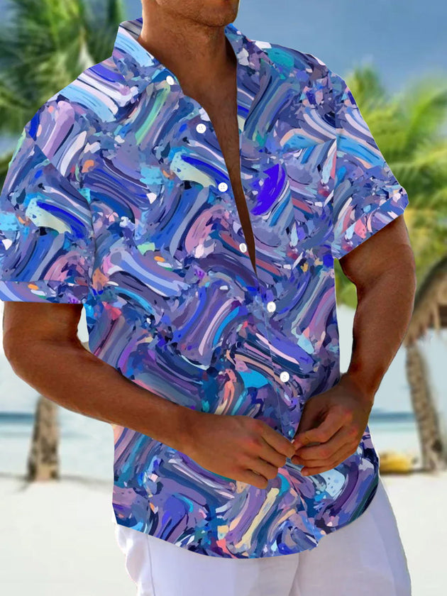 men's geometric print shirt front view
