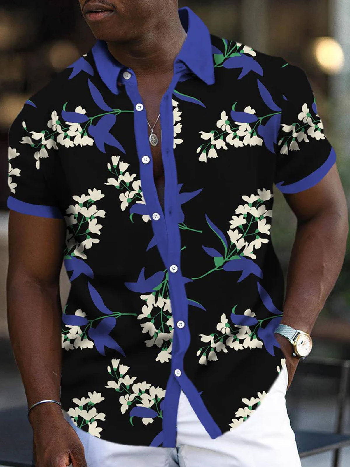 Art Hawaiian Casual Retro Short Sleeve Men's Shirts With Pocket