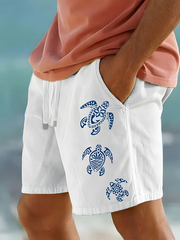 men's Hawaiian casual pants front view tropical beach vacation