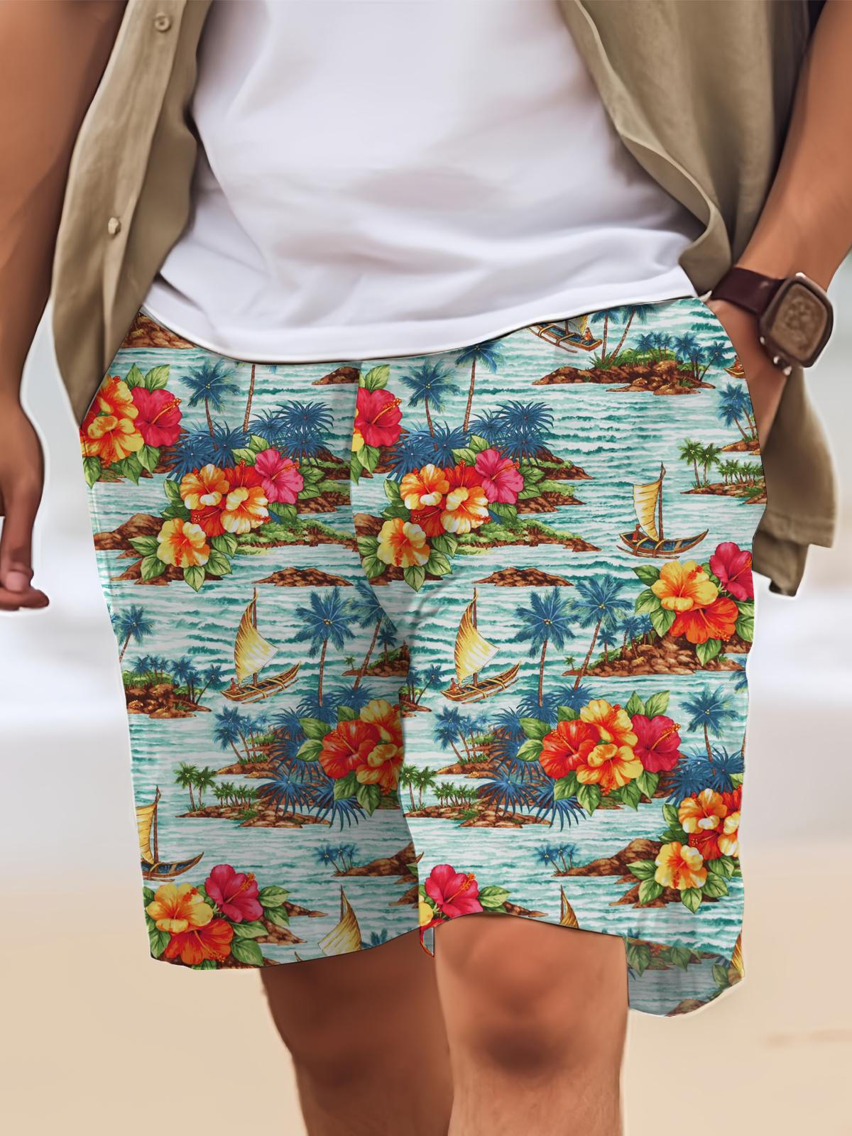 Art Hawaiian Casual Retro Men's Shorts With Pocket