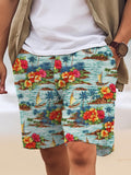 Art Hawaiian Casual Retro Men's Shorts With Pocket