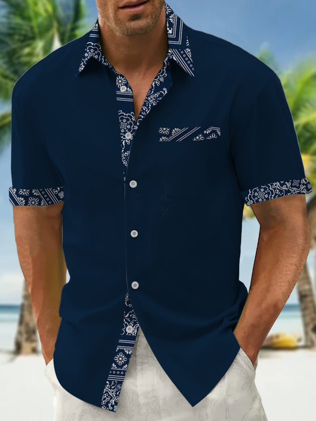 men's retro print shirt front view