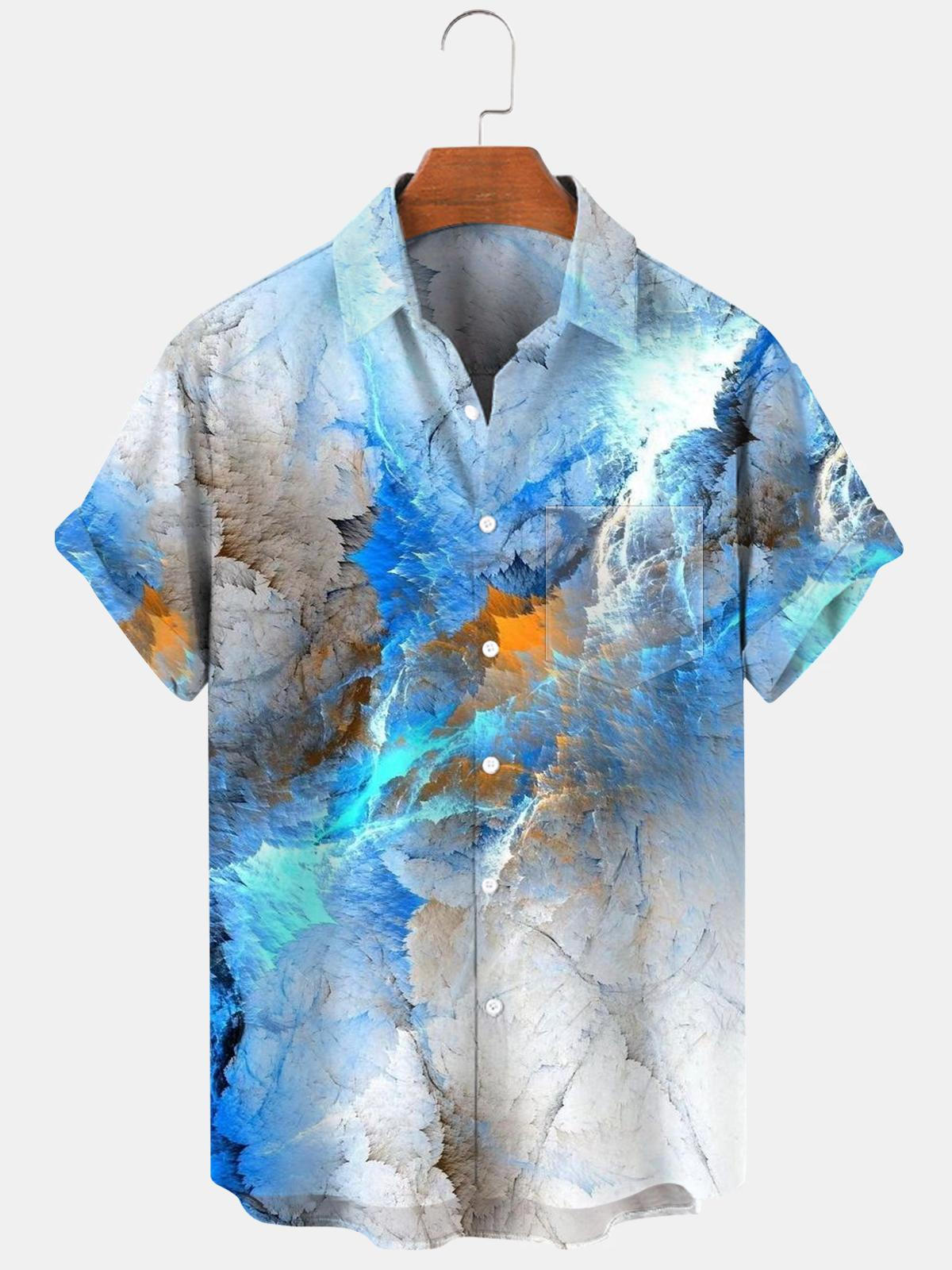 Abstract Men's Shirts With Pocket