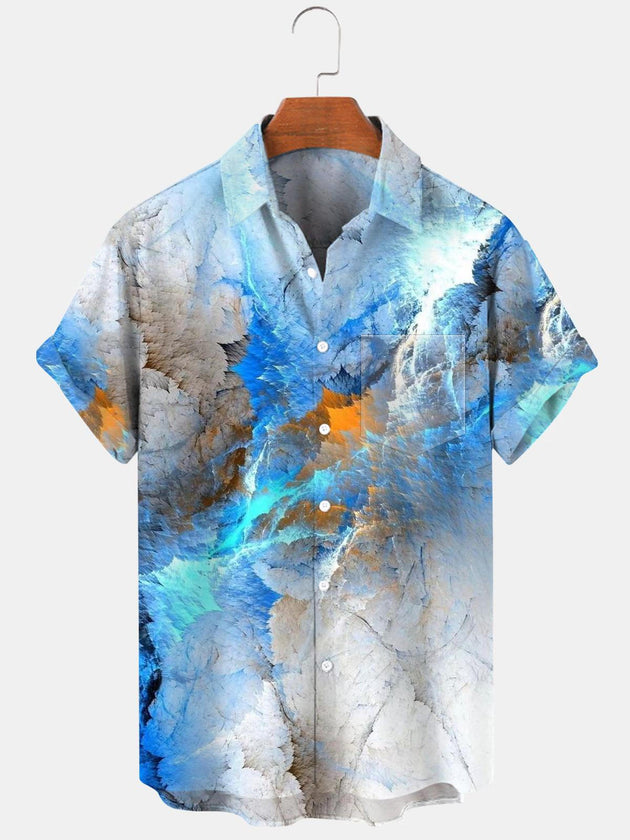 Men's abstract print regular fit shirt with pocket front view