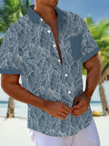 Leaf Print Short Sleeve Men's Shirts With Pocket