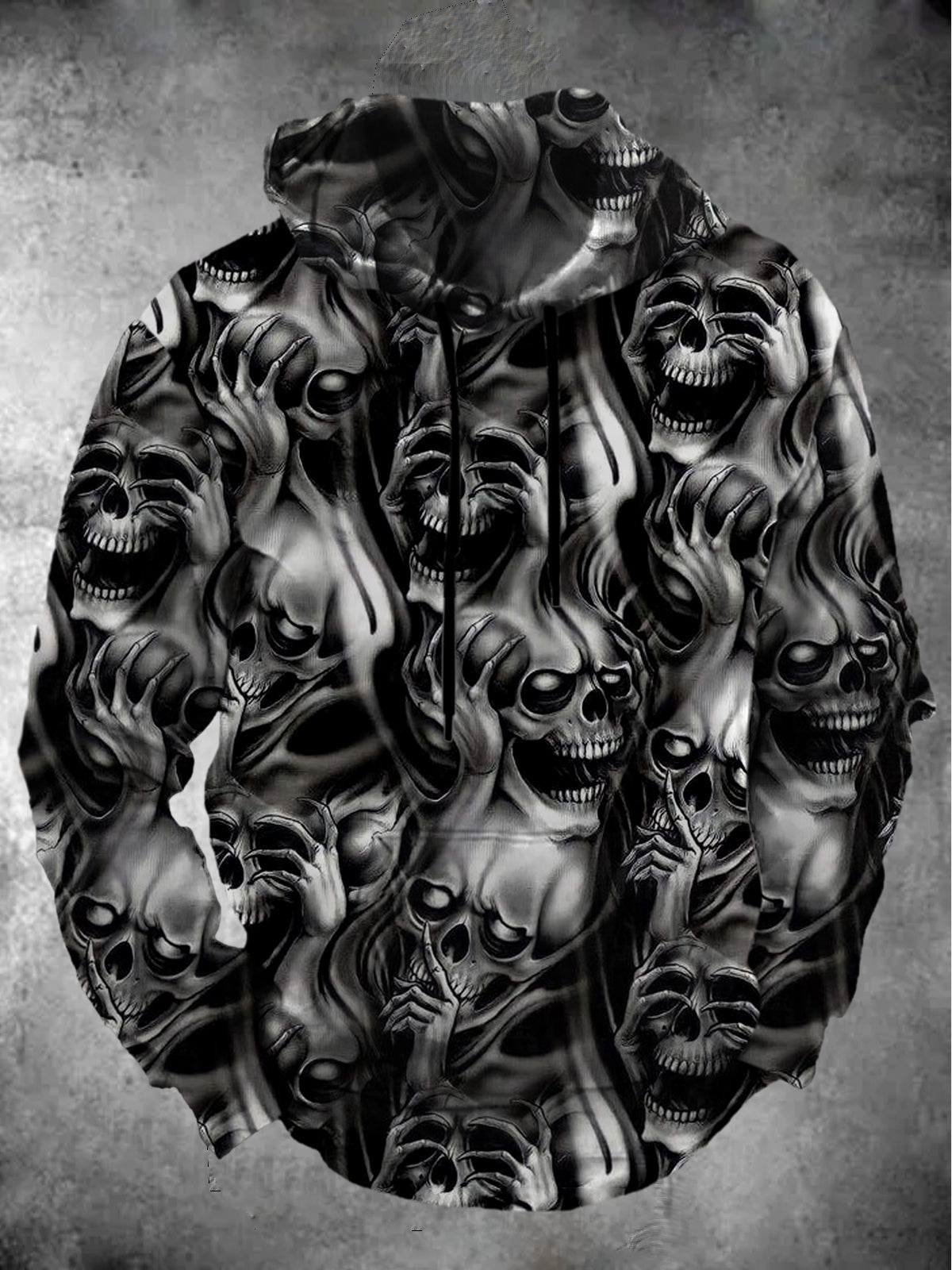 Skull Long Sleeve Hooded Pocket Men's Top