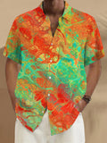 Abstract Short Sleeve Men's Shirts With Pocket