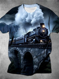 Train Round Neck Short Sleeve Men's T-shirt