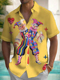 Carnival Clown Print Short Sleeve Men's Shirts With Pocket