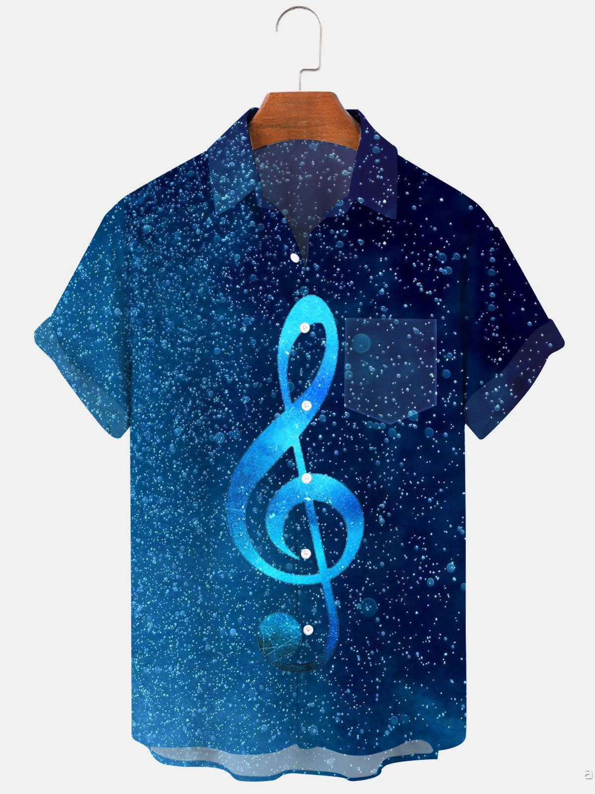 Musical Note Men's Shirts With Pocket