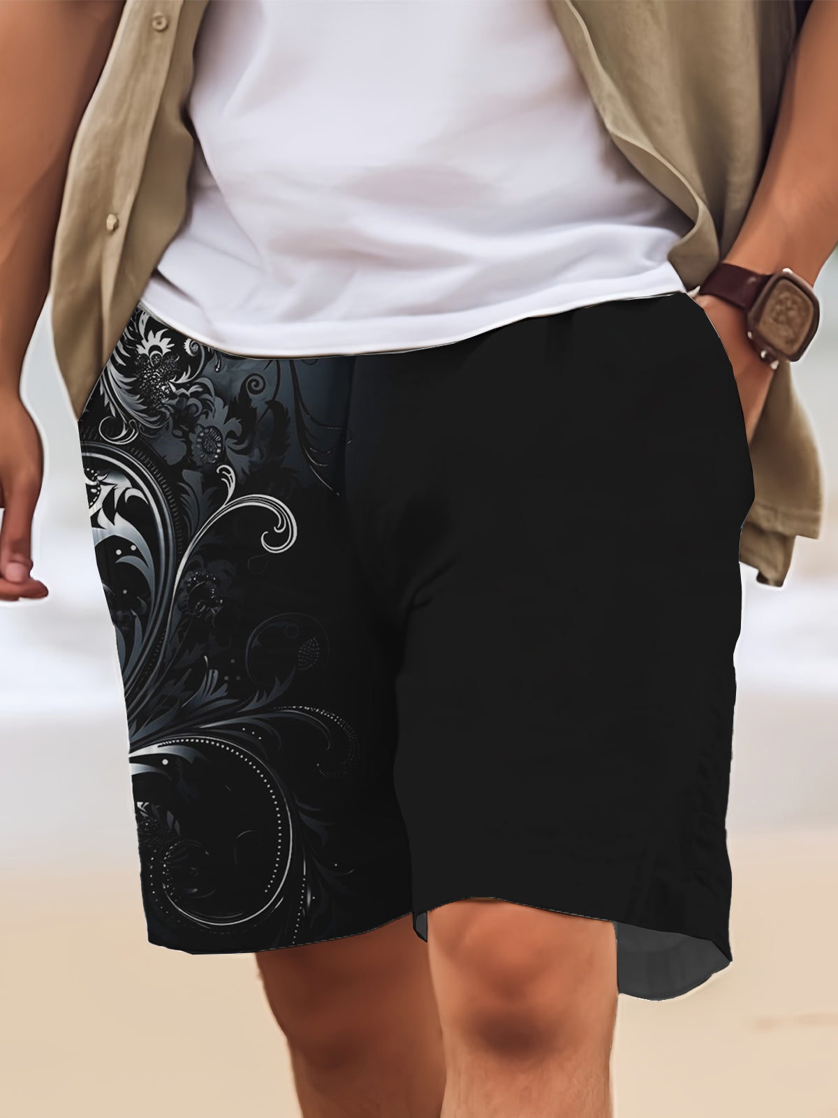 Art Hawaiian Casual Retro Men's Shorts With Pocket