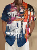 Abstract Art Print Short Sleeve Men's Shirts With Pocket