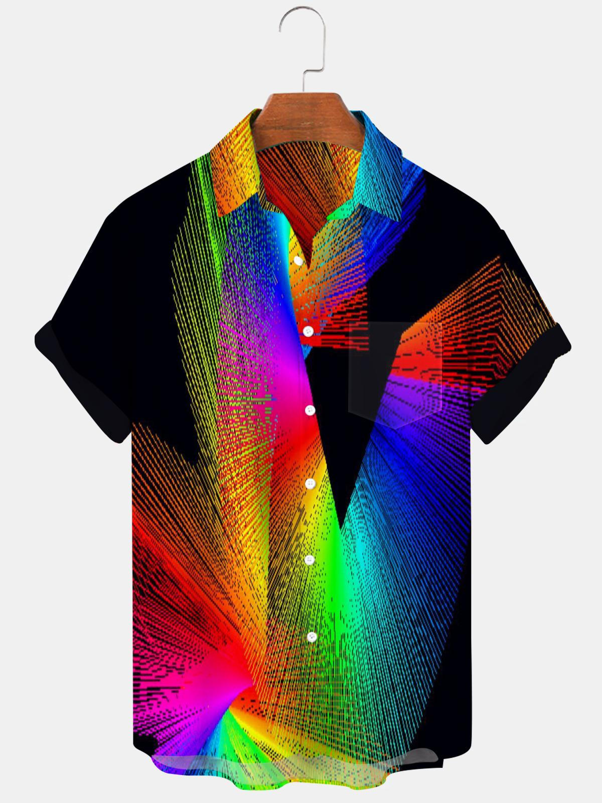 Abstract Men's Shirts With Pocket