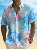 Leaf Short Sleeve Men's Shirts With Pocket