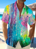 Art Hawaiian Casual Retro Short Sleeve Men's Shirts With Pocket