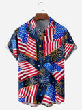 American Flag Fireworks Men's Shirts With Pocket