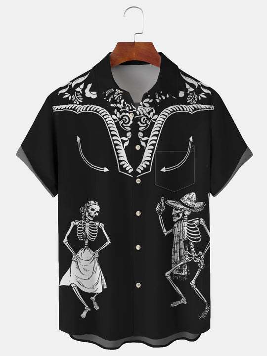 men's skull print shirt front view