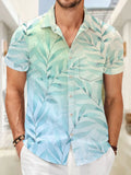 Art Gradient Casual Hawaiian Short Sleeve Men's Shirts With Pocket