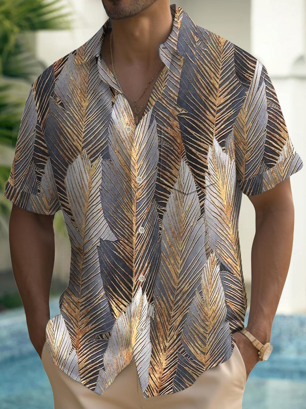 Art Hawaiian Casual Retro Short Sleeve Men's Shirts With Pocket