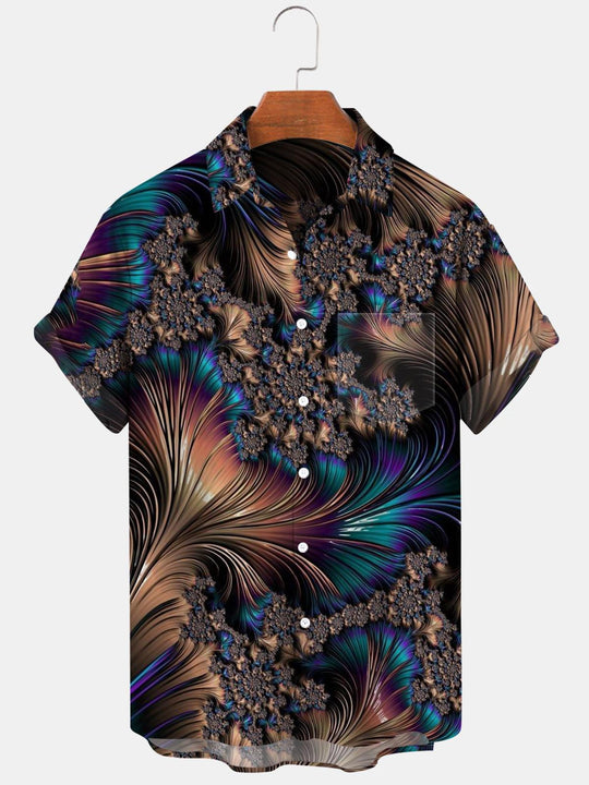 Men abstract print regular fit shirt front view