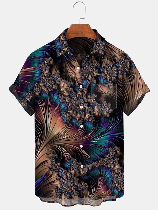 Men abstract print regular fit shirt front view