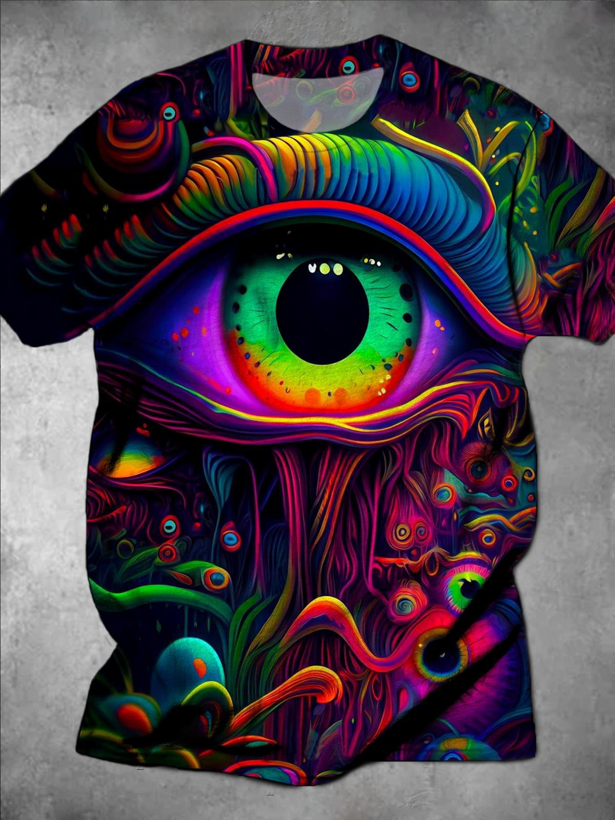 Eyes Round Neck Short Sleeve Men's T-shirt