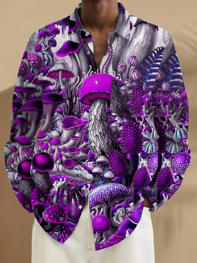 men's mushroom print shirt front view