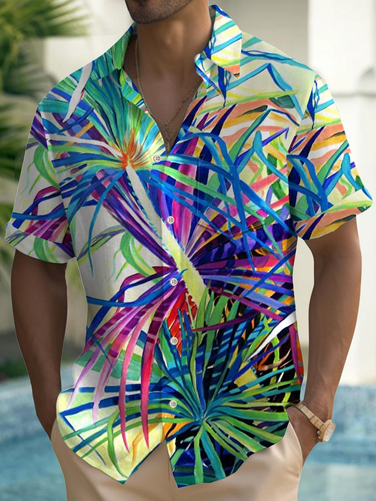 Art Hawaiian Casual Retro Short Sleeve Men's Shirts With Pocket