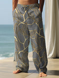 Resort Style Printed Men's Casual Elastic Waist Trousers