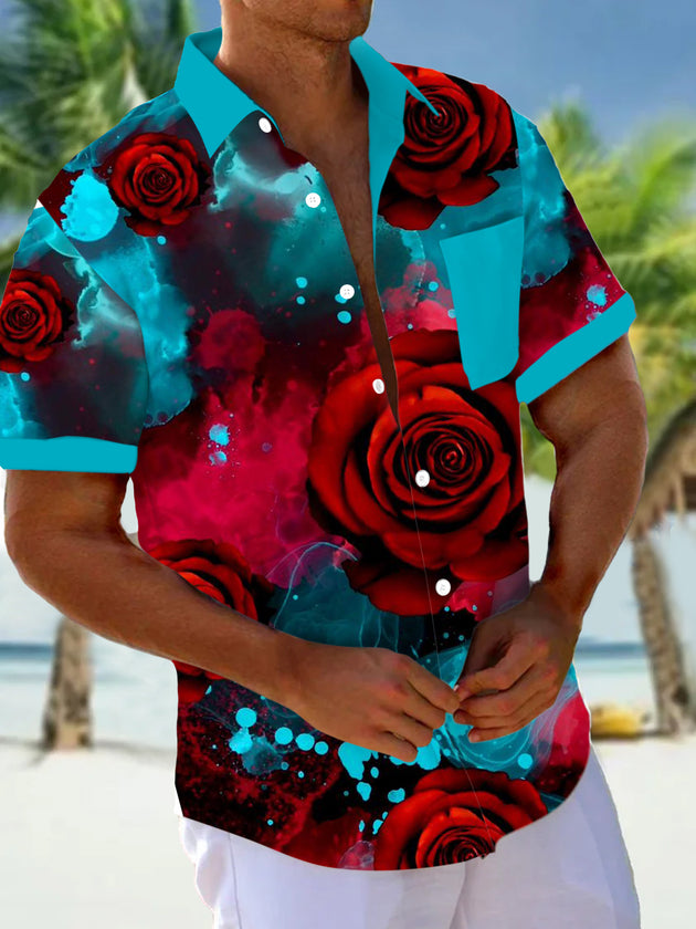 men's floral shirt front view