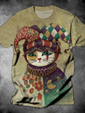 Cat Round Neck Short Sleeve Men's T-shirt