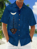 Fish Art Print Short Sleeve Men's Shirts With Pocket