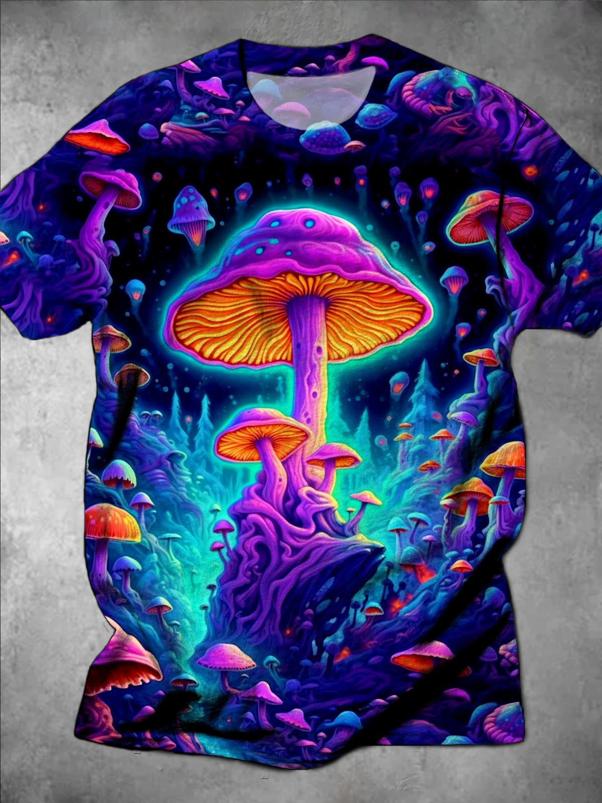 Mushroom Round Neck Short Sleeve Men's T-shirt