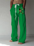 St. Patrick's Day Leprechaun Print Men's Casual Elastic Waist Pants