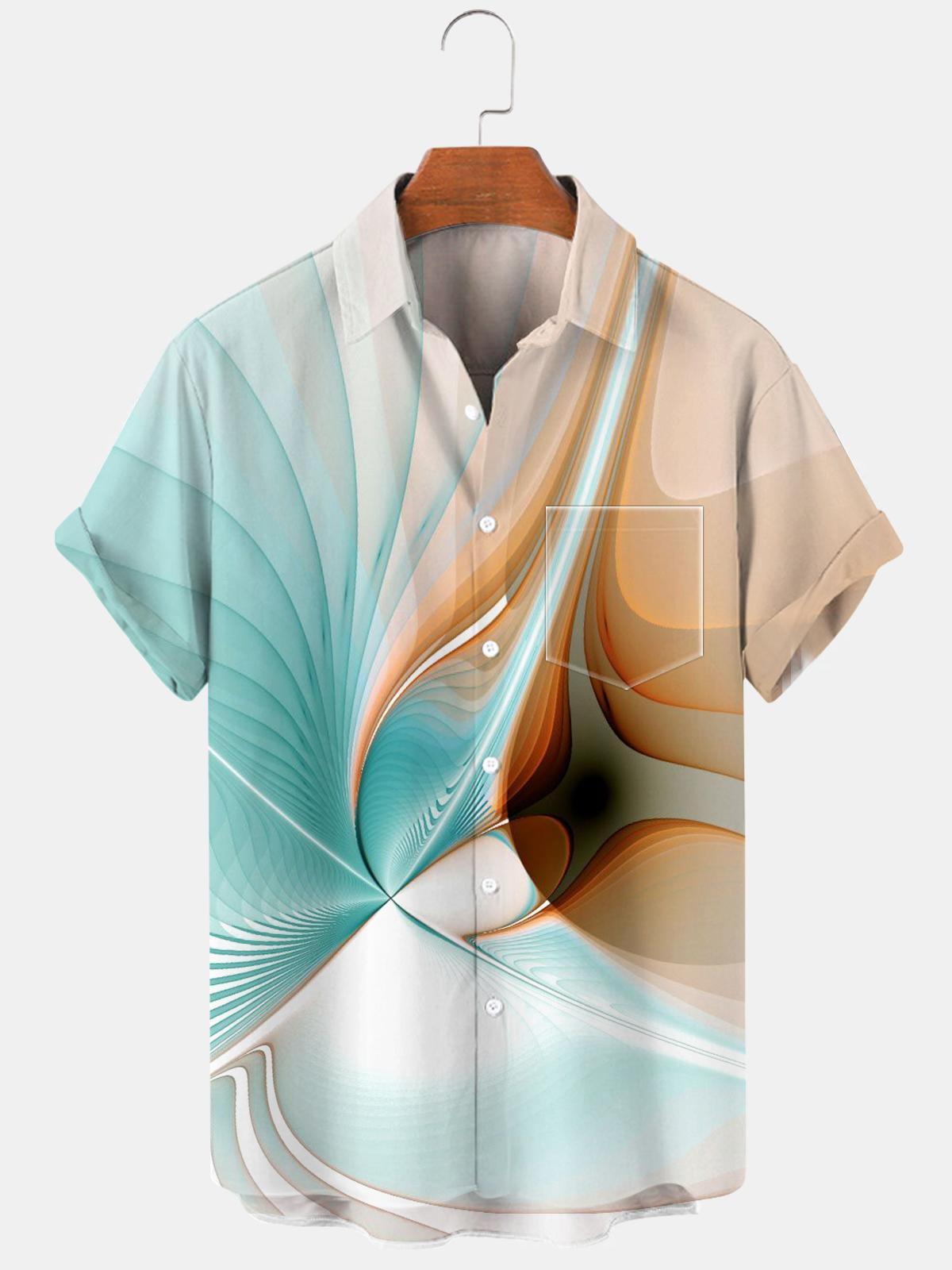 Abstract Men's Shirts With Pocket