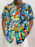 Abstract Clown Print Short Sleeve Men's Shirts With Pocket