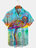 Flamingo Short Sleeve Men's Shirts With Pocket