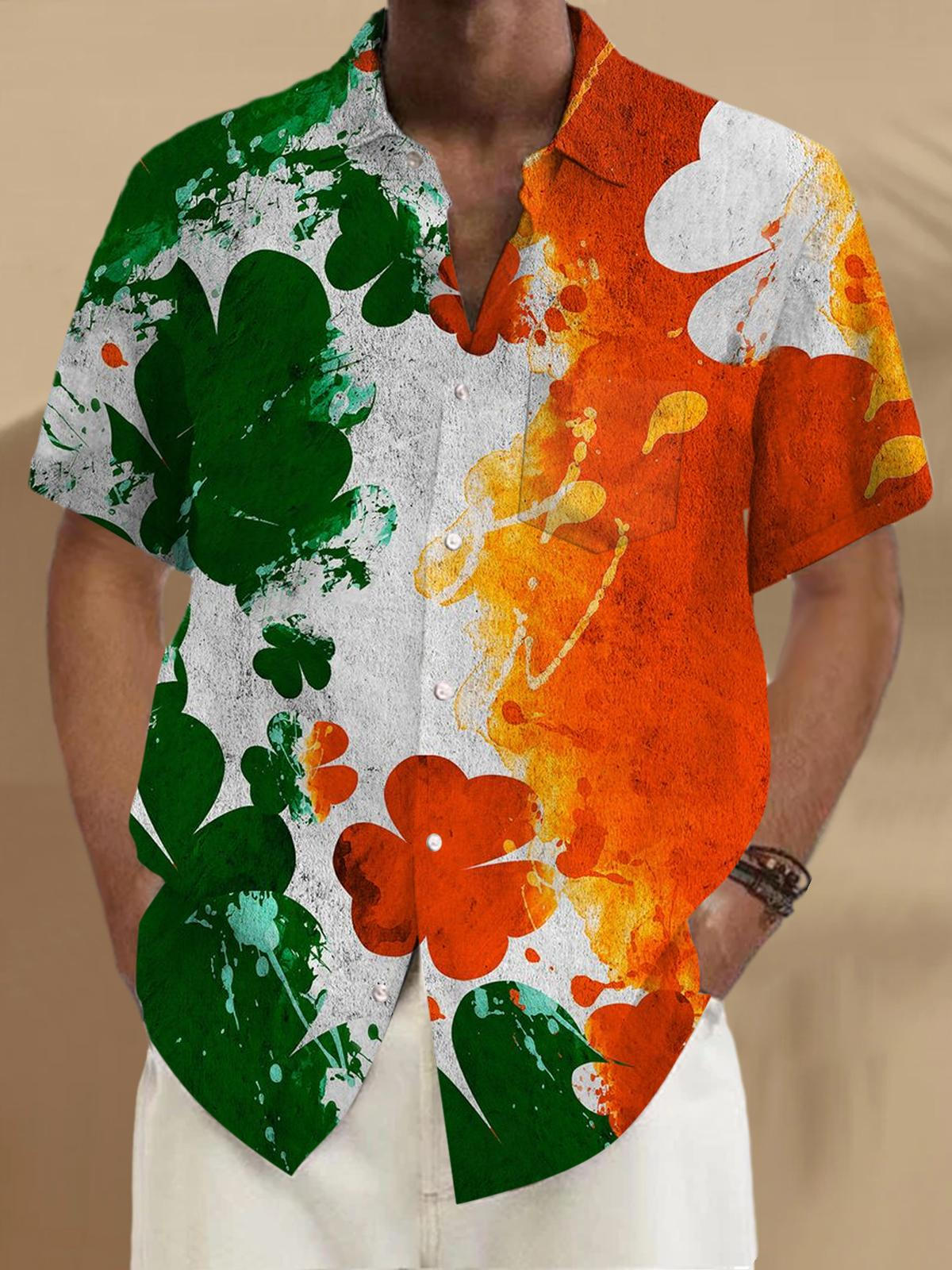 St. Patrick's Day Short Sleeve Men's Shirts With Pocket