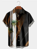 Hawaiian Coconut Tree Short Sleeve Men's Shirts With Pocket