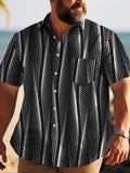 Big Size Casual Retro Plus Size Men's Short Sleeve Shirts With Pocket