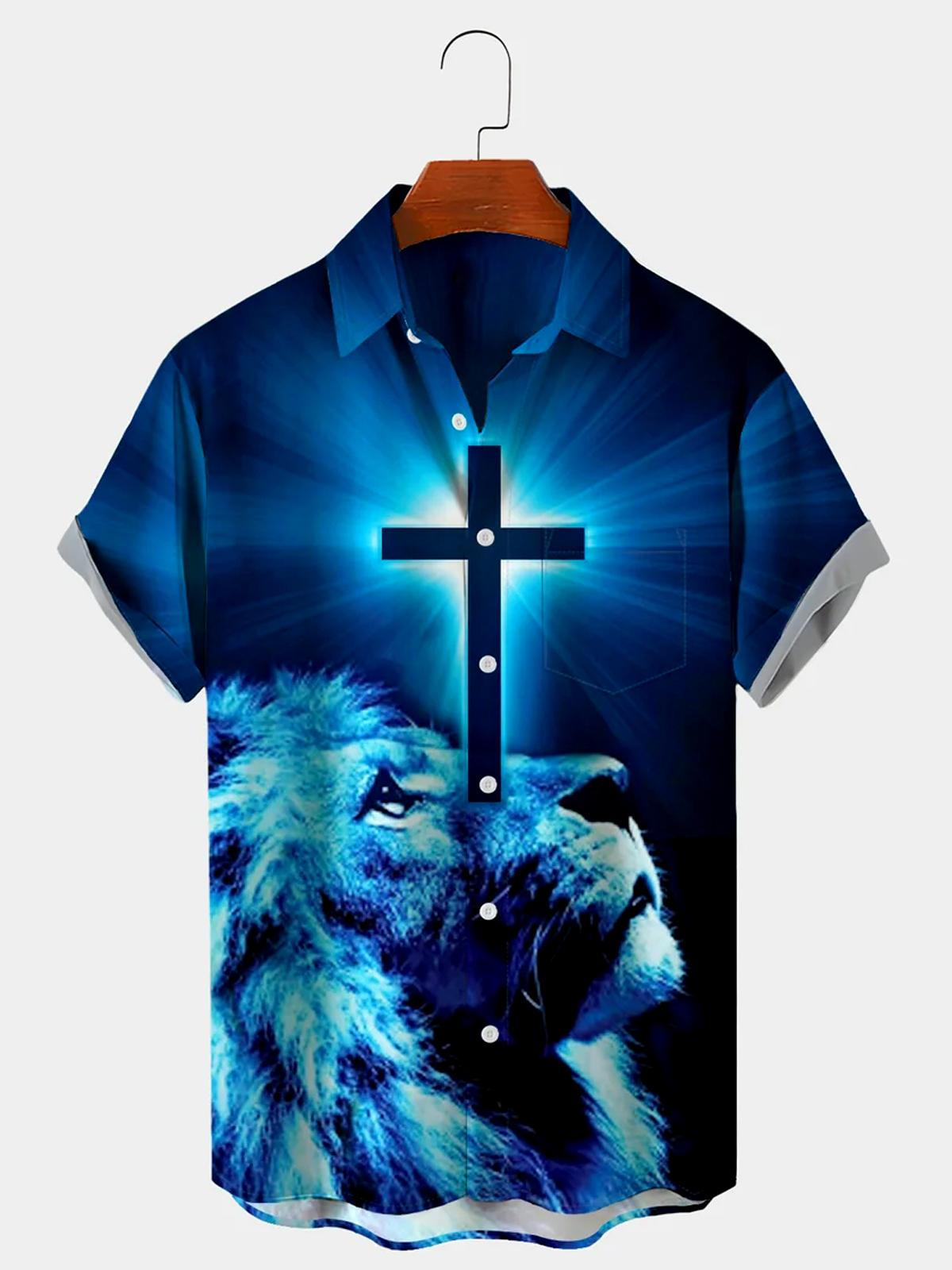 Lion Men's Shirts With Pocket