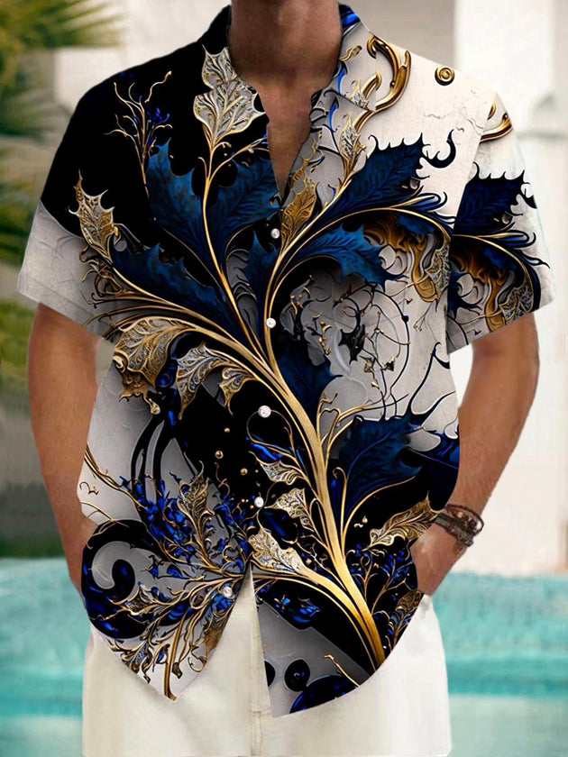 Men's short sleeve floral shirt front view
