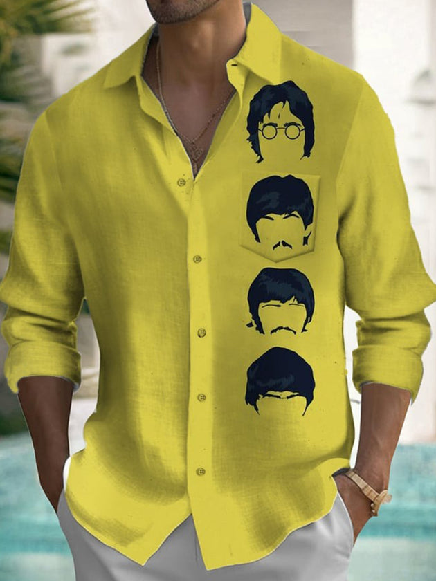 men's music print shirt front view