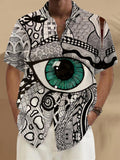 Eyes Short Sleeve Men's Shirts With Pocket