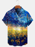 Sunflower Short Sleeve Men's Shirts With Pocket